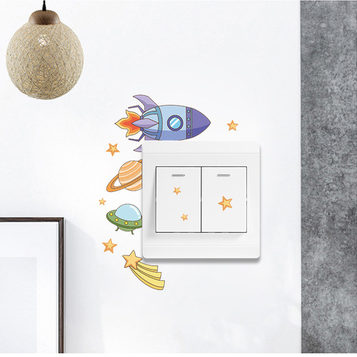 LD-K012 cartoon rocket ship star bedroom living room entryway switch sticker home wall decoration wall sticker