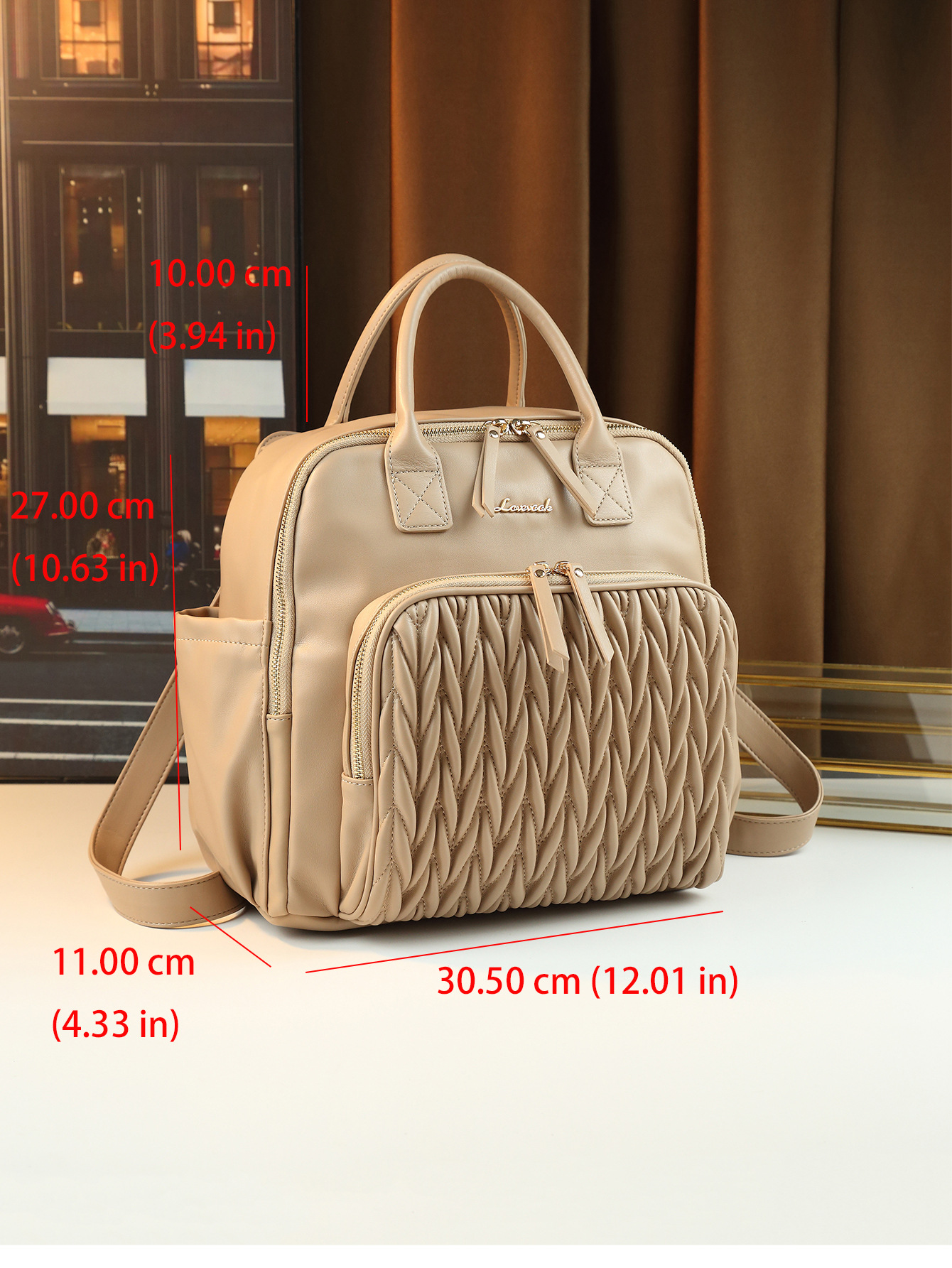 Retro-Rucksack im einfarbigen, gewebten Design – vielseitige, lässige Reise- und Wickeltasche für Damen_voghion.com