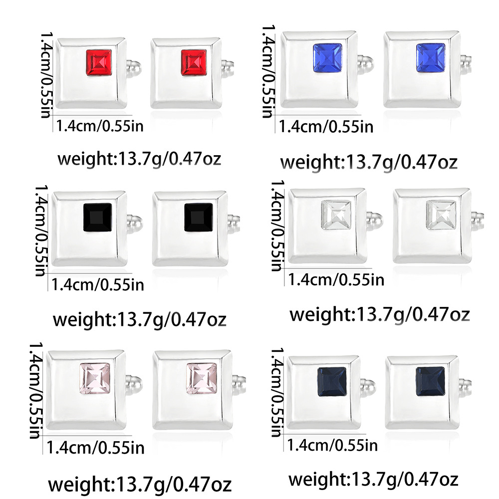 diamond studded square French metal cufflinks for men's business shirt cuff nails source factory spot_voghion.com