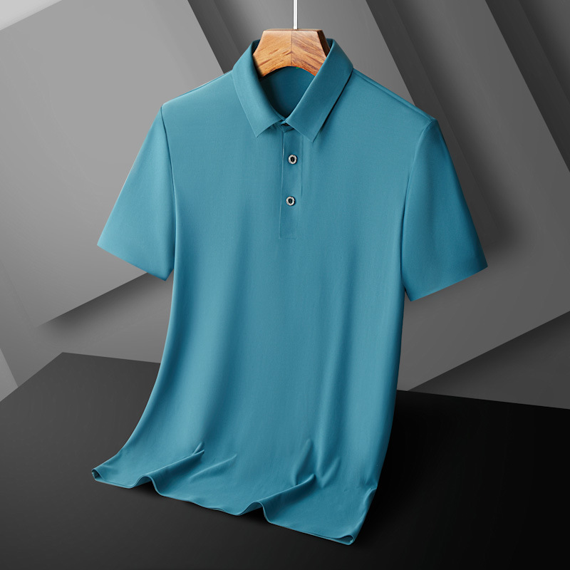 2024 verano de negocios sin marcas de hielo polo camiseta de manga corta para hombres de tamaño suelto con solapa camiseta de moda al por mayor