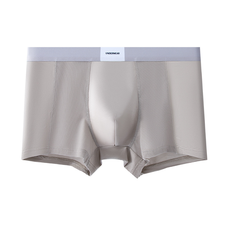 Calzoncillos de seda de hielo para hombres de nuevo estilo, pantalones cuadrangulares de gran tamaño 10A antibacterianos, transpirables y cómodos, pantalones cortos de malla de color sólido