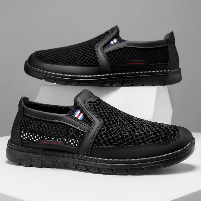 Zapatos de hombre de verano nuevos zapatos de malla de hombre de poliuretano ligero viejos zapatos de tela de Beijing zapatos de mediana edad zapatos de papá grandes