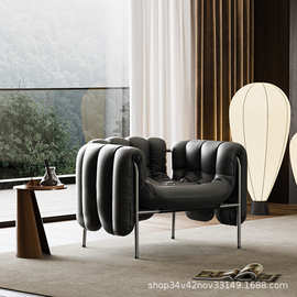 设计师款单人沙发椅客厅书房椅法式休闲极简轻奢泡芙椅单椅小沙发