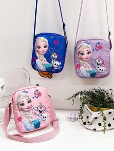 New Card Cute Princess Crossbody Bag Nylon Bag Milk Tea Fashion Ice and Snow Children's Bag Baby Girl Shoulder Mobile Phone