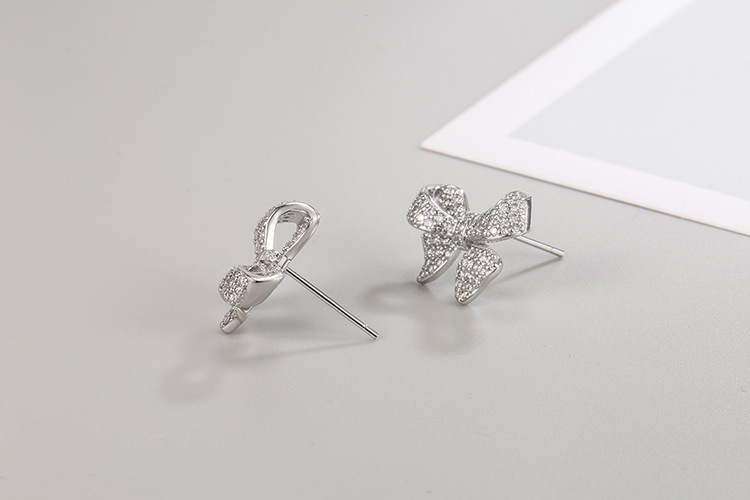 Fashion Bow Knot Copper Inlay Zircon Ear Studs 1 Pair