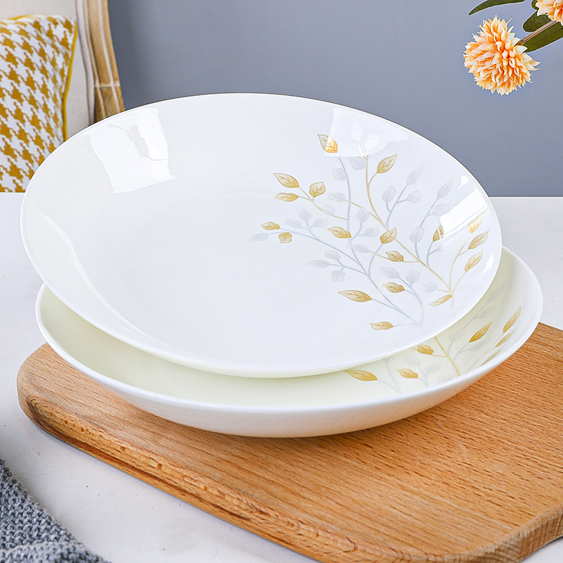 6-Piece Set of Creative Deep Plates for Home Use, Bone China Dinner Plates, 8inch Soup Plates, Pure White Ceramic Dinnerware Set