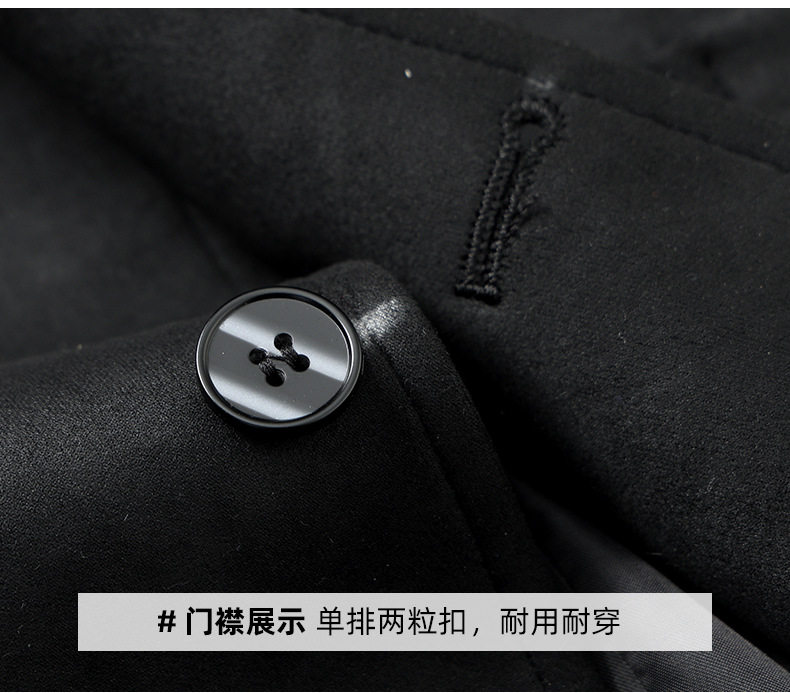 Áo khoác vest nam da lộn phong cách retro hai cúc dáng ôm, tay dài cổ vest — Màu kaki, Màu nâu cà phê, màu đen chi tiết 21