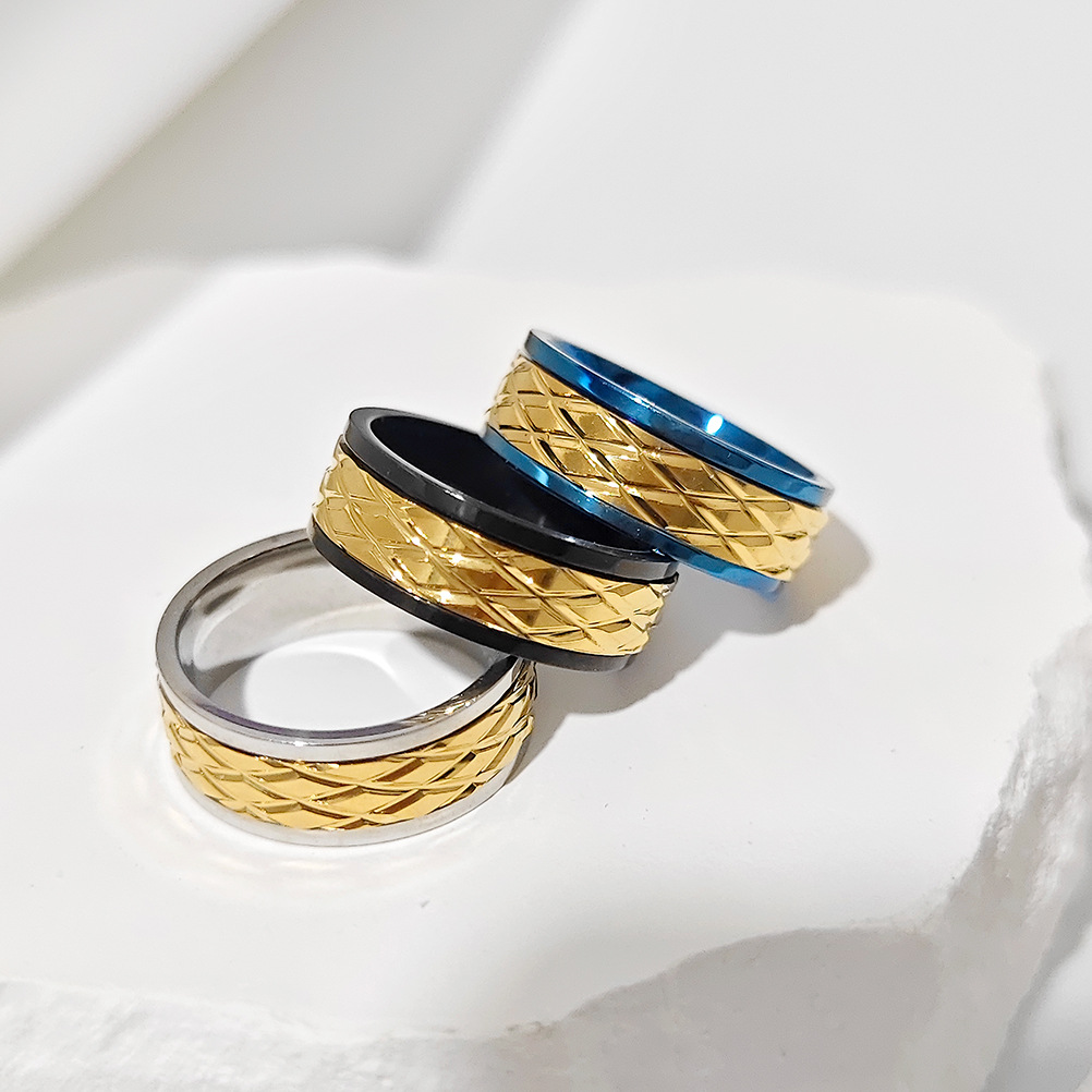 Geometric Pattern Simple Style Classic Style Geometric Titanium Steel Unisex Rings Men Signet Rings