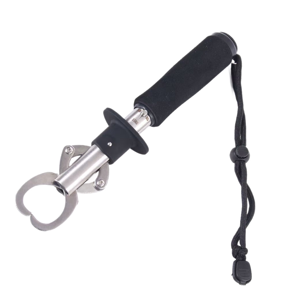Negro con báscula con regla control de pesca mandíbula de acero inoxidable mano antideslizante mango de pesca luya accesorios de pesca
