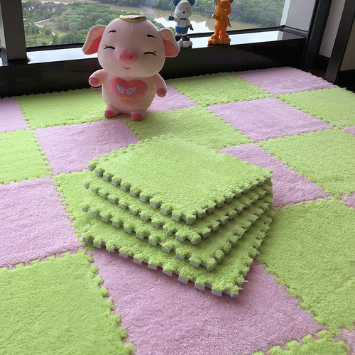 Fuzzy Plush Puzzled Carpet Bedroom Bedside Fall and Winter Puzzle Mat Square Balcony Mat Can Be Cut Washable Foam Mat
