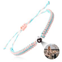 新款编织投影手绳欧美跨境100种语言我爱你定 制情侣七夕情人节