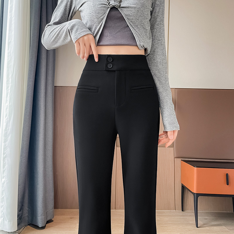 기모 세트 마이크로 바지 어린이 2024 올해 새로운 가을과 겨울 인기 걸레 바지 말굽 슈퍼 모델 바지