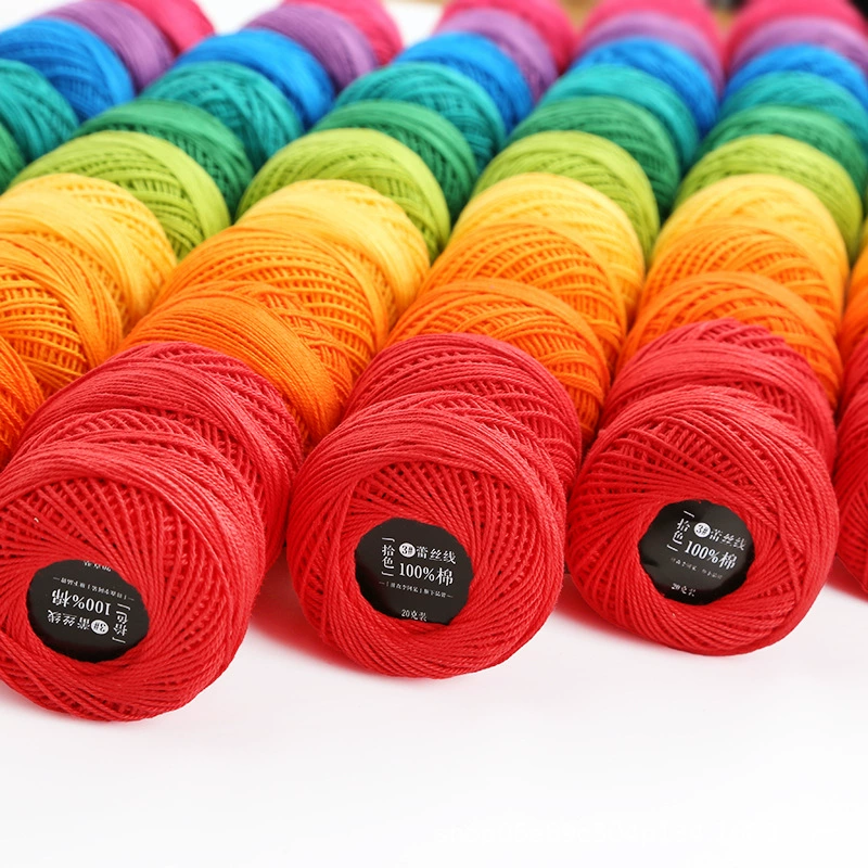 Шёлковая crochet нить шарики, 3 размера, разноцветная пряжа для вязания сумок и крючком
