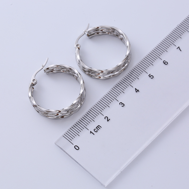 Simple Style Solid Color Titanium Steel Earrings Plating Stainless Steel Earrings