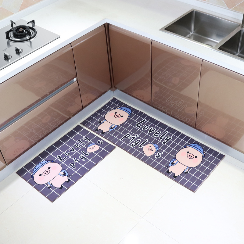 Alfombra de piso antideslizante resistente a las manchas largas de dibujos animados hogar absorbente de aceite alfombra de piso de cocina cristal terciopelo alfombra de piso tienda completa se puede utilizar para la entrega