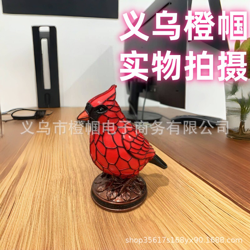 跨境摆件Cardinal Lamp装饰红鸟动物台灯树脂装饰摆件|undefined