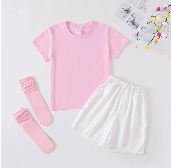 Fuchsia shorts, socks, with short sleeve