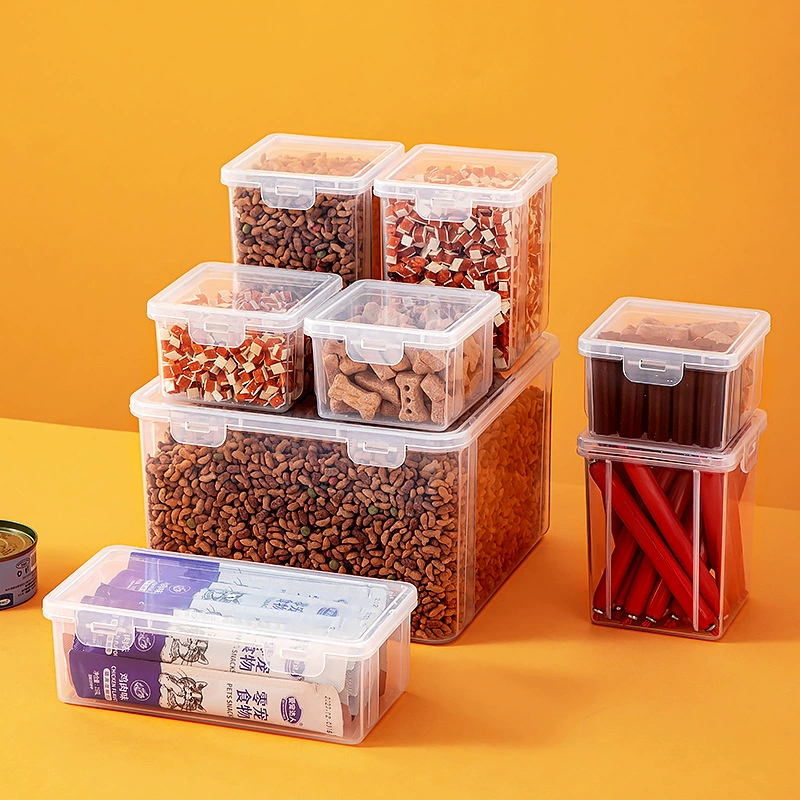 Корм для кошек Корм для собак Ведро для хранения зерна для домашних животных с крышкой Герметичный портативный большой емкости Разделенный прозрачный ящик для хранения зерна для домашних животных