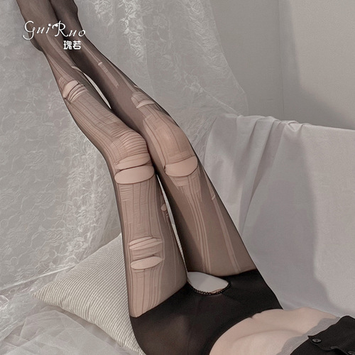 Guiruo sexy underwear for women, open-fit, no-take-off stockings, ultra-thin, any tearing holes, beautiful leg socks, adult products, w7