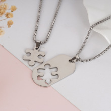 跨境新款欧美网红钛钢拼图项链小众情侣设计街头潮流嘻哈日韩百搭