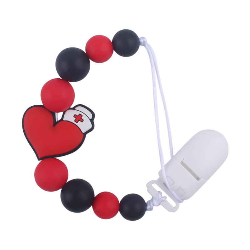 Nuevo bebé de dibujos animados animal pequeño mordedor creativo DIY lindo silicona mordedura molar Cadena de pezón cadena anti-caída