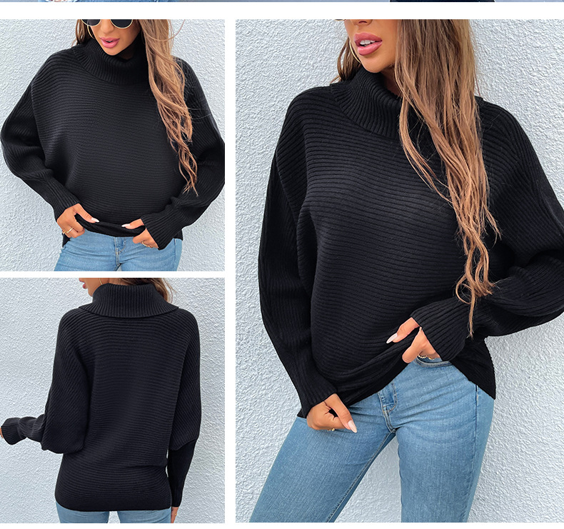 high lapel bat sleeve solid color sweater nihaostyles wholesale clothing NSMMY83338