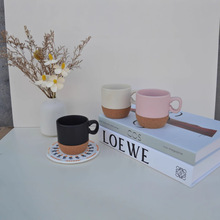 软木底马克杯 哑光陶瓷涂层杯水杯咖啡杯加印logo手柄杯陶瓷杯