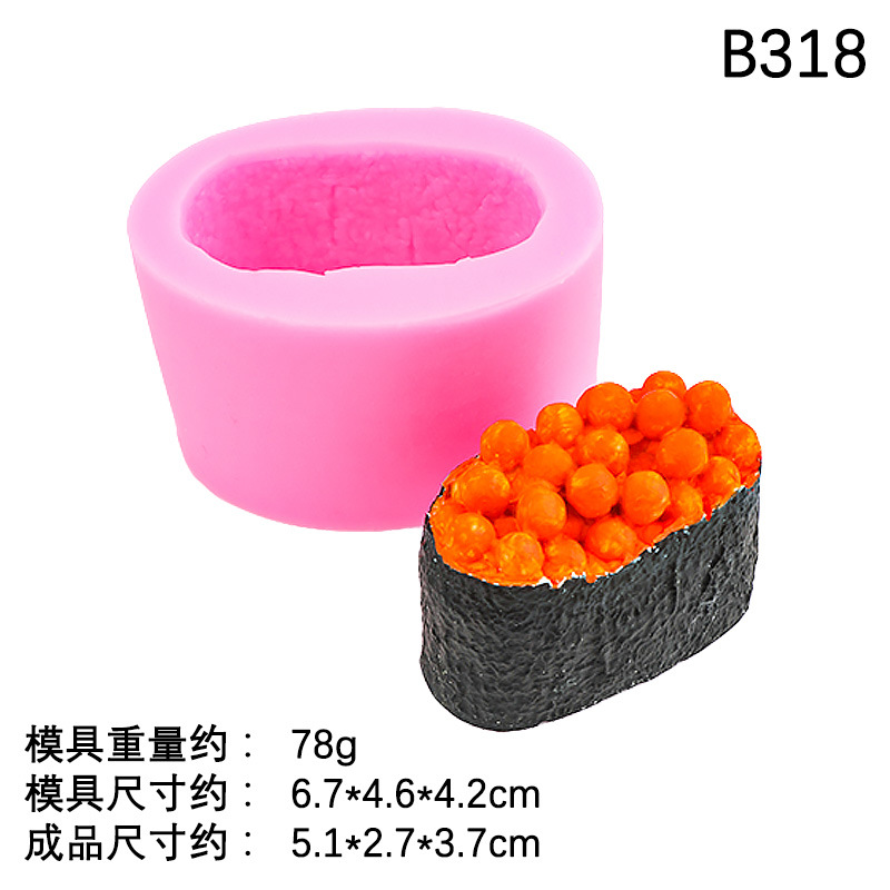 Sushi de huevas de pescado Simulación de bola de arroz de salmón Molde de silicona Diy Molde de vela de chocolate de sushi