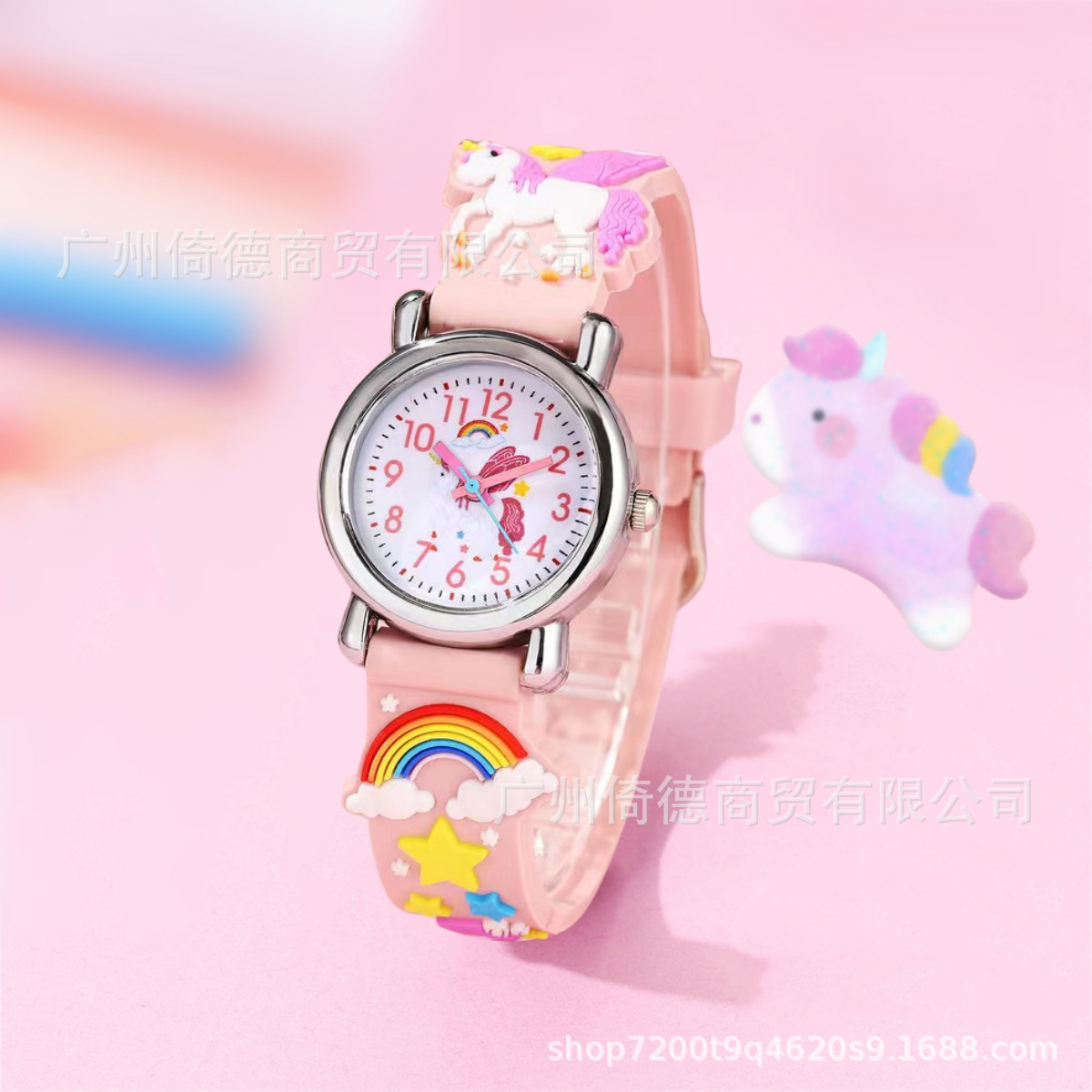 3D 부티크 작은 시계 포니 무지개 꽃-핑크 (가방)