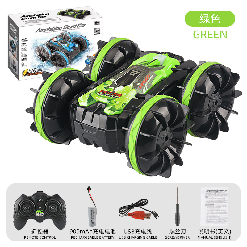 Cross-border amphibious stunt remote control car 2.4g long endurance double-sided crawler rollover children's electric toy model