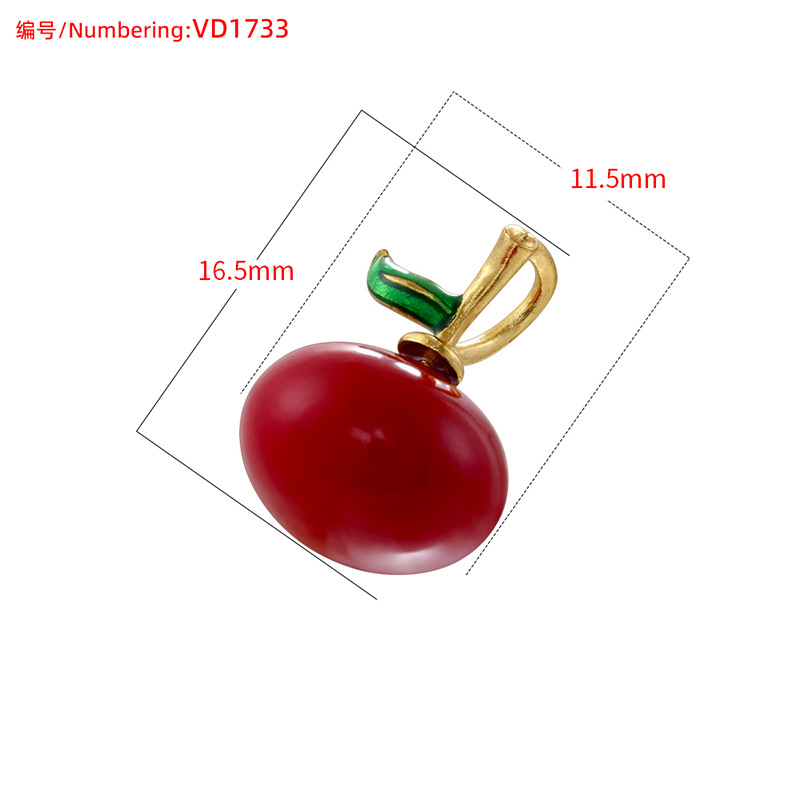 Brass Material 1 Piece 14*18MM Hole 2~2.9mm Brass Apple Pendant
