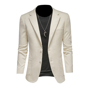 2024 men's casual suit corduroy slim fit suit jacket men's fashion handsome solid color suit single West Wholesale