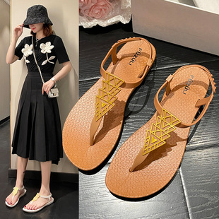 Summer Bohemian Style Flat Sandals Women's Outer Wear Women's Clip Flip Sandals Seaside Holiday Sandals