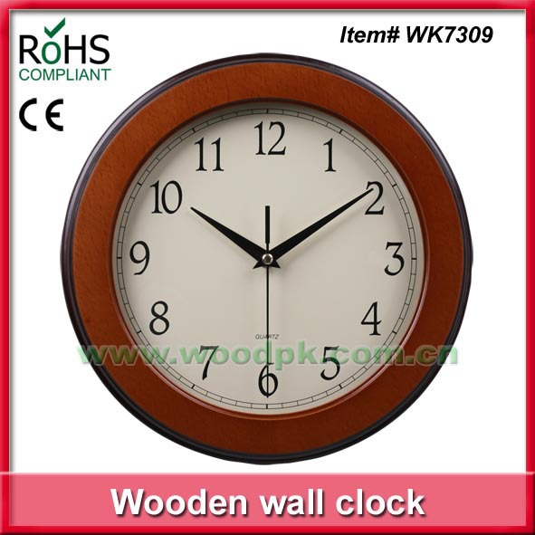 新款上市 高档客厅挂钟 木质时钟 超静音 可加印LOGO厂家直销