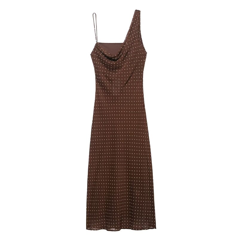 European and American Export Wholesale 205 Autum New Style Your Photo Studio Backless Pleated Neckline Polka Dot Dress Y13-232