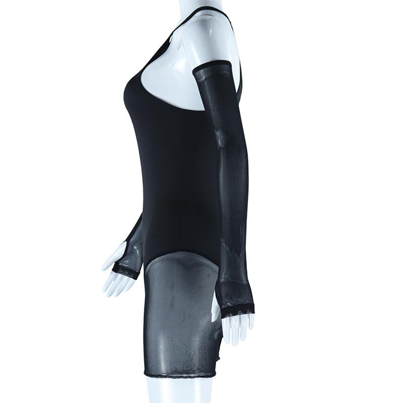 Mesh Stitching Close Fitting Union Suit Solid Color Sexy See through One Piece Trousers Breathable Bodybuilding Leggings Women