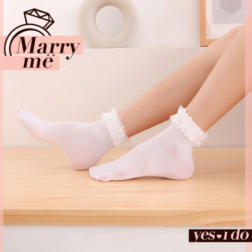 Sweet Japanese-style lace edge short socks velvet ruffled socks for female students Lolita princess knee-high stockings wholesale