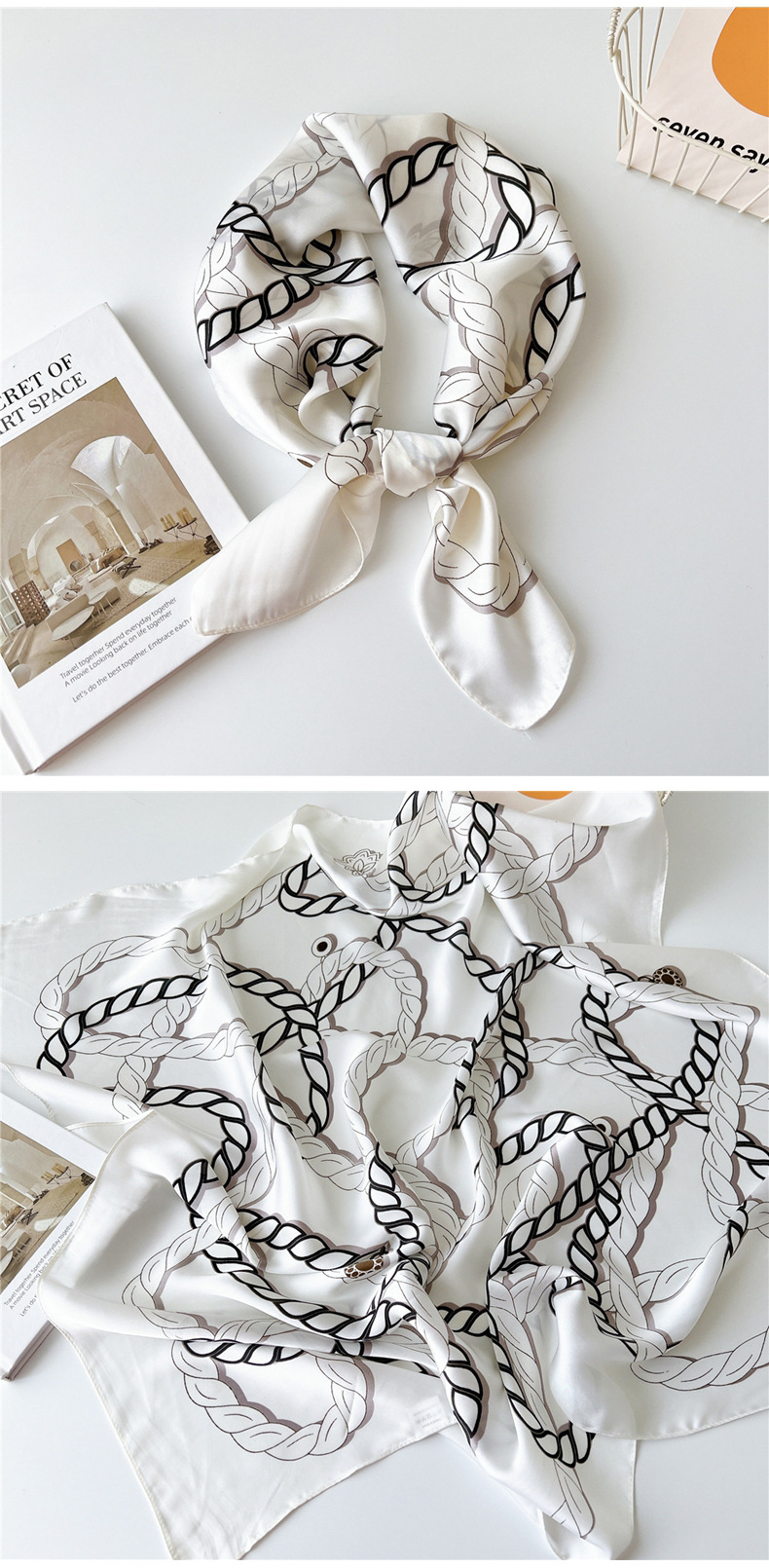 40g Weight Silk Scarf Classification Outdoor, Travel Occasion Polyester Material Printing Pattern Spring&Summer Season Women's Gender Printing Design Elegant Style Women's Elegant Printing Polyester Printing Silk Scarf 16