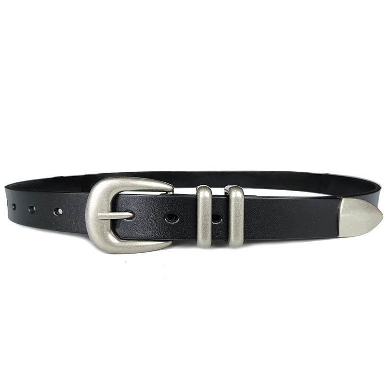 Nouvelle ceinture en cuir pour femme à haute texture, nouvelle ceinture en arc de triomphe pour femme avec boucle à aiguille et ceinture en cuir polyvalente pour femme avec peau de vache_voghion.com