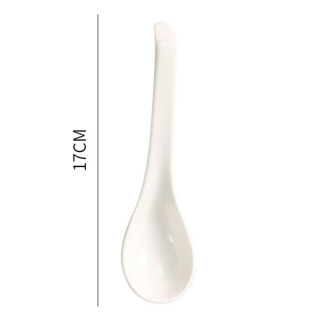 Large White Ceramic Soup Spoon With Long Handle For Home Kitchen_voghion.com