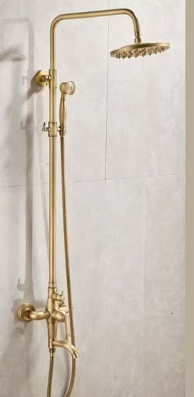 European-Style Antique Copper Four-Speed Shower Set, All-Copper Faucet Showerhead, Retro Three-Speed Bathroom Shower