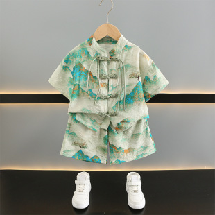 Children's 2025 New Han Dynasty Boys New Chinese Style Summer Suit Little Young Master Dress Handsome Baby National Style Tang Suit