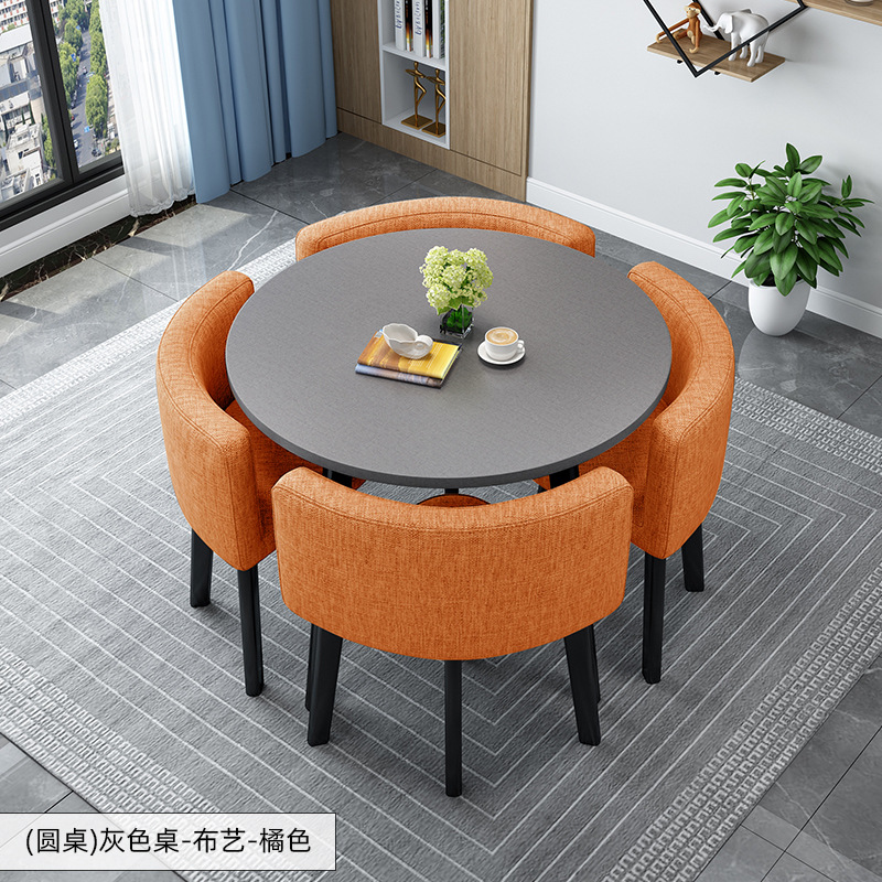 Simple Recepción y negociación pequeña mesa redonda mesa de recepción negociación reunión mesa de invitados y silla traje Oficina área de descanso mesa y silla combinación