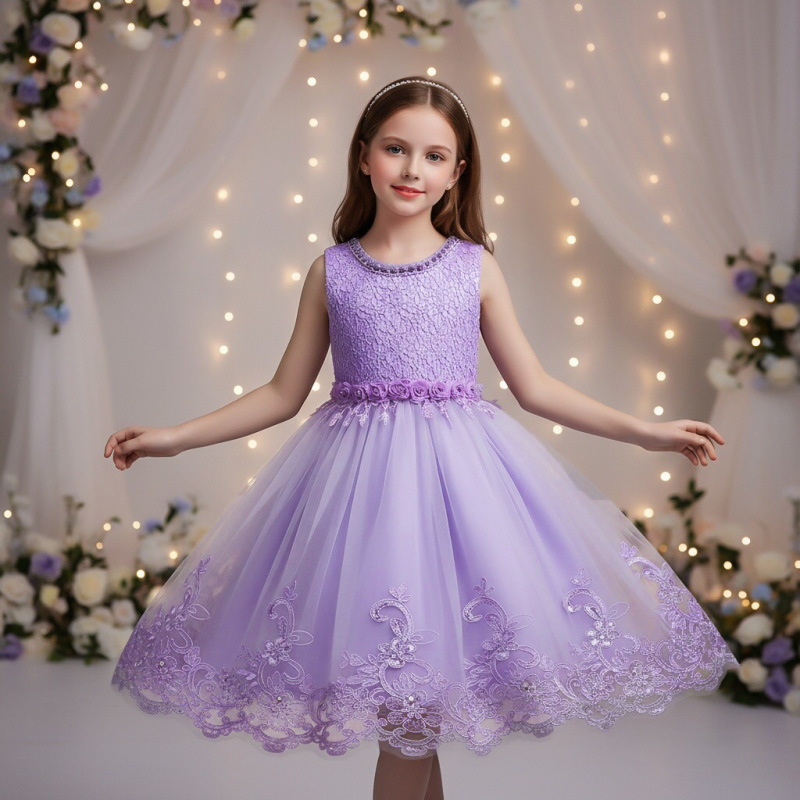 Wedding Flower Girl Dress, Popular Foreign Trade Children's Formal Dress, Princess Tutu Dress, Lace Beaded Tulle for Girls Wedding Flower Girl Dress, Popular Foreign Trade Children's Formal Dress, Princess Tutu Dress, Lace Beaded Tulle for Girls