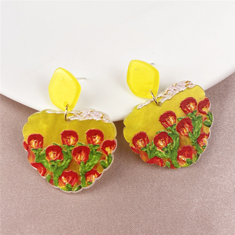 Ig Style Retro Flower Arylic Women's Drop Earrings display picture 5