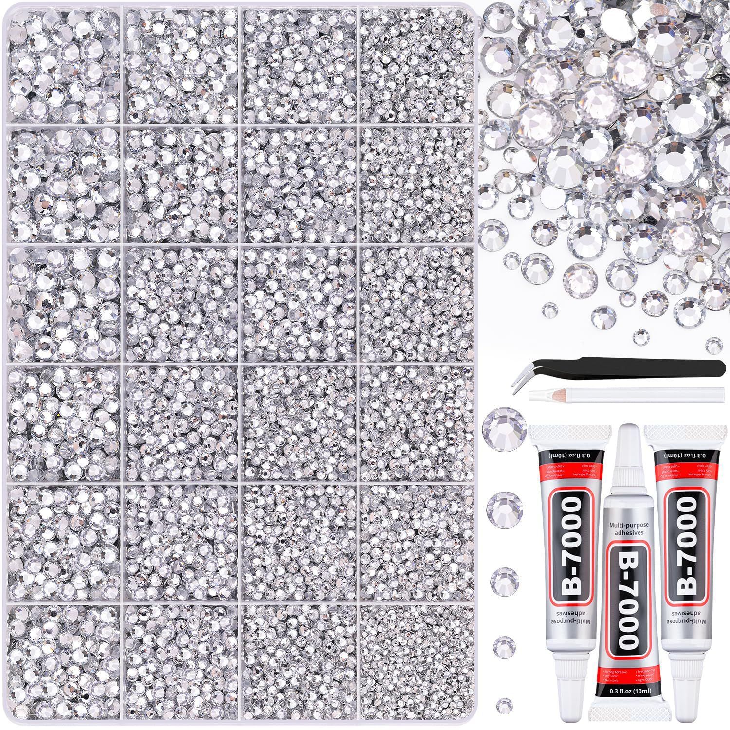 Cross-Border 24-Compartment Resin Rhinestone Set Box White Flat-Back Rhinestones DIY Nail Decoration Clothing Phone Rhinestones Nail Art Accessories