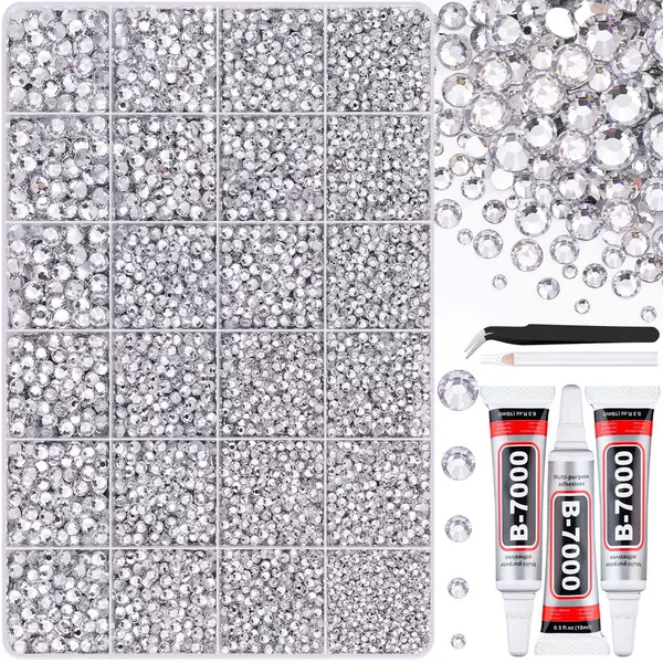 Cross-Border 24-Compartment Resin Rhinestone Set Box White Flat-Back Rhinestones DIY Nail Decoration Clothing Phone Rhinestones Nail Art Accessories