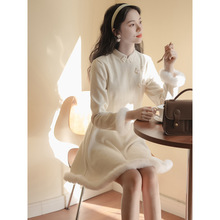 新中式国风改良旗袍年轻款女秋冬新款小个子气质内搭配大衣连衣裙