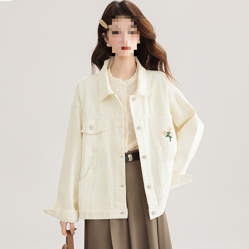 瑰朵小清新甜美刺绣牛仔外套女2025早春新款设计感小