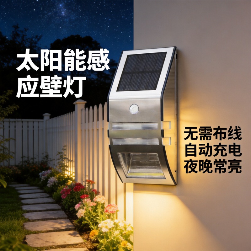 Cross-Border Household Solar Charging Outdoor Wall Lamp Villa Balcony Outdoor Waterproof Human Body Sensor Garden Lamp Cross-Border Household Solar Charging Outdoor Wall Lamp Villa Balcony Outdoor Waterproof Human Body Sensor Garden Lamp